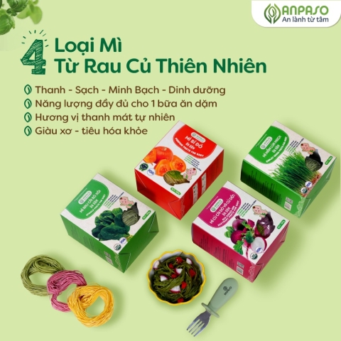 Mì Ăn Dặm ANPASO - Hộp 120g - Vị Cải Bó Xôi - Cho Bé Từ 6M +