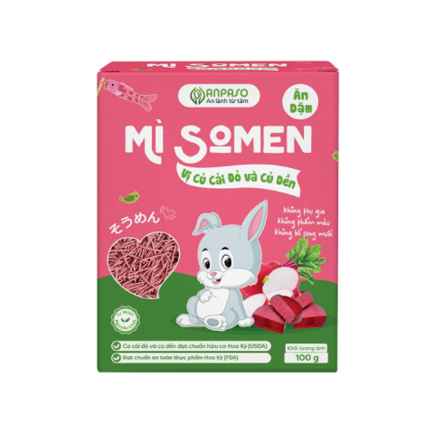 Mì Somen Ăn Dặm ANPASO Không Muối - Gói 100g - Vị Củ Dền- An Toàn Cho Bé Từ 6M+ 