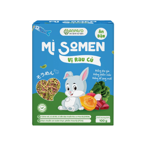 Mì Somen Ăn Dặm ANPASO Không Muối - Gói 100g - Vị Rau Củ - An Toàn Cho Bé Từ 6M+