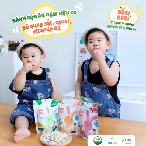 Thực Phẩm Bổ Sung Bánh Gạo Ăn Dặm Hữu Cơ Cho Bé Nobi Nobi Hình Thỏ Vị Chuối, Bí Đỏ, Cà Rốt 15g (Từ 8 tháng tuổi )