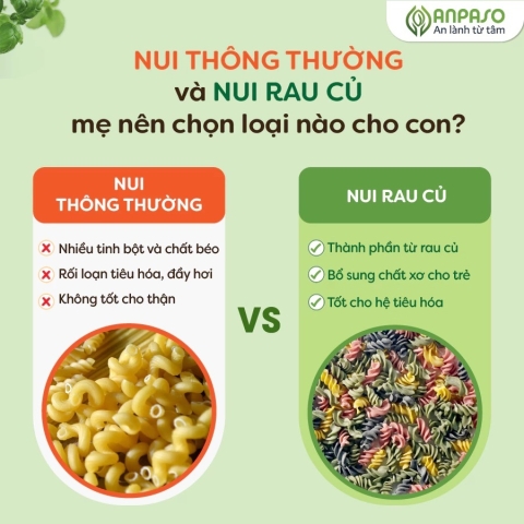 Nui Xoắn Rau Củ Hữu Cơ ANPASO - Nui Cải Bó Xôi - Không Muối - Hộp 150g- Cho Bé Từ 6M+ 