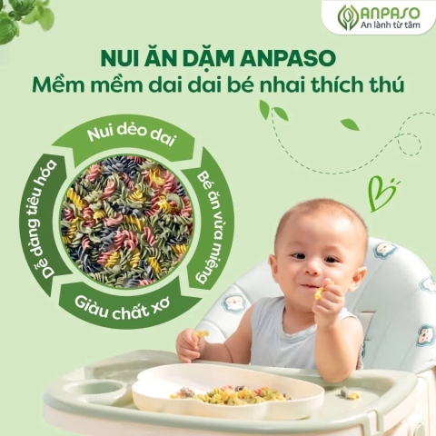 Nui Xoắn Rau Củ Hữu Cơ ANPASO - Nui Bí Đỏ - Không Muối - Hộp 150g- Cho Bé Từ 6M+ 