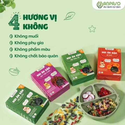 Nui Xoắn Rau Củ Hữu Cơ ANPASO - Nui Bí Đỏ - Không Muối - Hộp 150g- Cho Bé Từ 6M+ 
