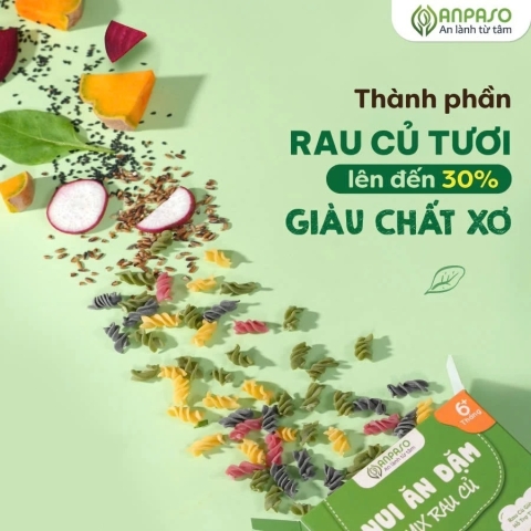 Nui Xoắn Rau Củ Hữu Cơ ANPASO - Nui Bí Đỏ - Không Muối - Hộp 150g- Cho Bé Từ 6M+ 