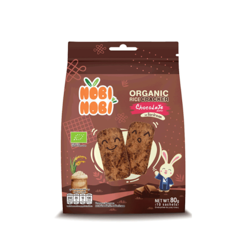 Snack Bánh Gạo Hữu Cơ NOBI NOBI 80g - Dạng Miếng  Vị Socola - Cho Bé Ăn Dặm Từ 18M+ 