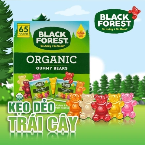 Kẹo Dẻo Trái Cây Hữu Cơ Hình Gấu BLACK FOREST Organic Gummy Bear Mỹ Hộp 65 gói