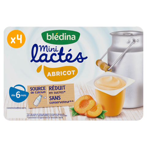 Sữa Chua Nguội BLEDINA Mini Lactés Pháp Vị Mơ Cho Bé Ăn Dặm Từ 6M+