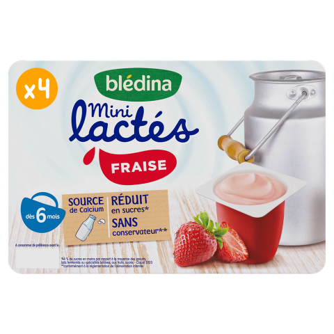 Sữa Chua Nguội BLEDINA Mini Lactés Pháp Vị Dâu Cho Bé Ăn Dặm Từ 6M+