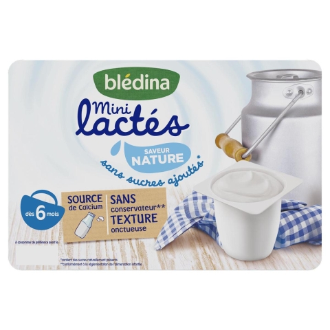 Sữa Chua Nguội BLEDINA Mini Lactés Pháp Vị Tự Nhiên Cho Bé Ăn Dặm Từ 6M+