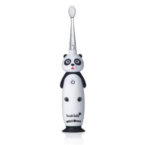 Bàn Chải Điện Sóng Âm WildOnes BRUSH-BABY UK - 2 Chế Độ Làm Sạch Răng - Hình Gấu Trúc Cho Bé Từ 36M+ 
