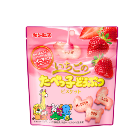 Bánh Quy Hình Động Vật Ginbis Tabekko Nhật Bản Vị Dâu Túi 40g -  Snack Cho Bé từ 1 Tuổi
