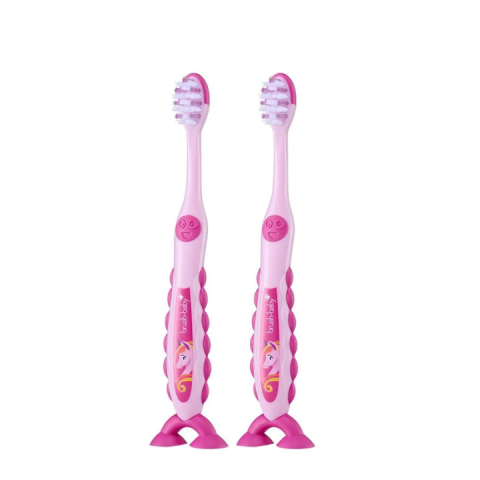 Bàn Chải Đánh Răng FLOSSBRUSH BRUSH- BABY UK Có Đế Hít Tiện Lợi - Chăm Sóc Răng Miệng Cho Bé 3-6 Tuổi - Hình Kỳ Lân FLOSSY