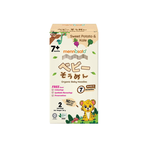 Mì Sợi SOMEN MENNOSATO từ Rau Củ Hữu Cơ - Không Muối - Hộp 80g/2 bó - Dành Cho Bé Từ 7M- Vị Khoai Lang, Cải Kale