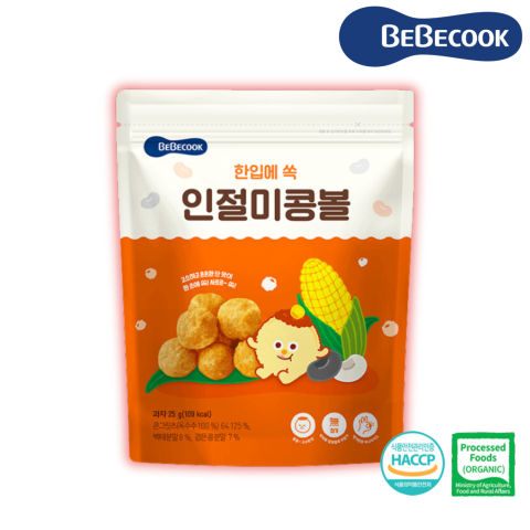 Bánh Bỏng Bi Tròn BEBECOOK Hàn Quốc Vị Đậu Cho Bé Ăn Dặm Từ 12M+ Gói 25g