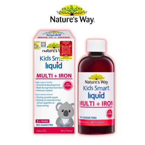 Sắt Nước Cho Bé Dạng Siro Nature's Way Kids Smart Liquid Multi + Iron Bổ Sung Sắt Và Vi Chất Chai 200ml