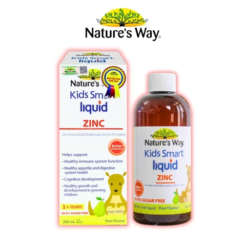 Kẽm Nước Dạng Siro Uống Cho Bé Nature’s Way Kids Smart Liquid ZinC Chai 200ml - Tăng Sức Đề Kháng Cho Bé