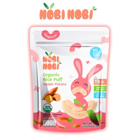Thực Phẩm Bổ Sung Bánh Gạo Ăn Dặm Hữu Cơ Cho Bé Nobi Nobi Hình Chữ C Vị Khoai Lang 40g (Từ 6 Tháng Tuổi)