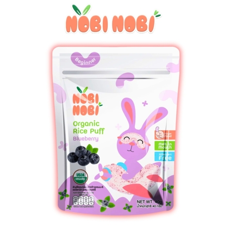Thực Phẩm Bổ Sung Bánh Gạo Ăn Dặm Hữu Cơ Cho Bé Nobi Nobi Hình Chữ C Vị Việt Quất 40g (Từ 6 Tháng Tuổi )