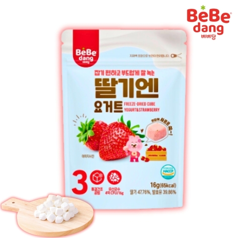 Sữa Chua Khô Sấy Lạnh BEBEDANG Vị Dâu Hàn Quốc Cho Bé Từ 6M+ Gói 16g