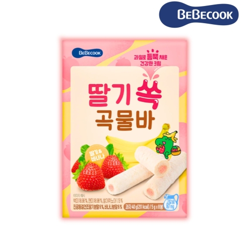 Bánh Cuộn Ngũ Cốc Vị Dâu Tây BeBecook Hàn Quốc Cho Bé Ăn Dặm Từ 15M+ Hộp 40g