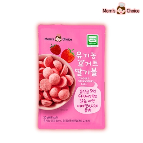 Sữa Chua Khô Sấy Lạnh Hữu Cơ MOM'S CHOICE Well & Good Hàn Quốc Vị Dâu cho bé từ 7M+ gói 20g
