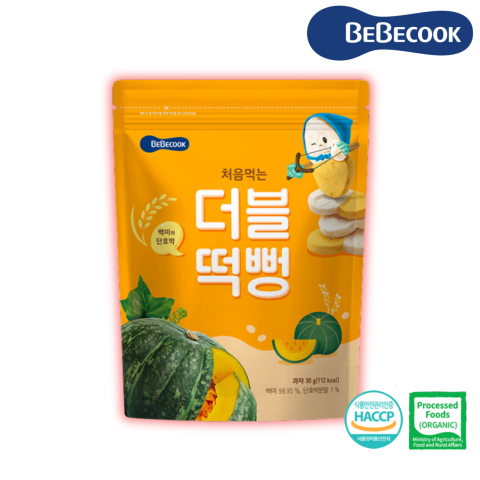 Bánh Gạo Hữu Cơ Hai Màu Dạng DẸT BEBECOOK Hàn Quốc Vị Bí Đỏ Cho Bé Ăn Dặm Từ 6M+ Gói 30g