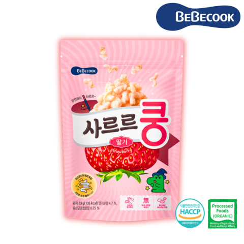Bánh Bỏng Vi Sinh BEBECOOK Hàn Quốc Bổ Sung LỢI KHUẨN Vị Dâu Cho Bé Từ 12M+ Gói 23g