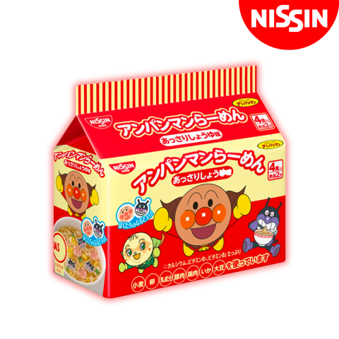 Mì Chú Hề NISSIN Anpanman Ramen Đỏ Vị Thịt Bằm Nước Tương Gói 90g Cho Bé Từ 12M+