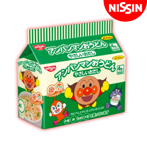 Mì Chú Hề NISSIN Anpanman UDON Xanh Vị Hải Sản Gói 90g Cho Bé Từ 12M+