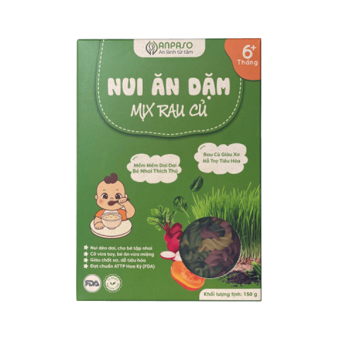 Nui Xoắn Rau Củ Hữu Cơ ANPASO - Nui Mix Rau Củ - Không Muối - Hộp 150g- Cho Bé Từ 6M+