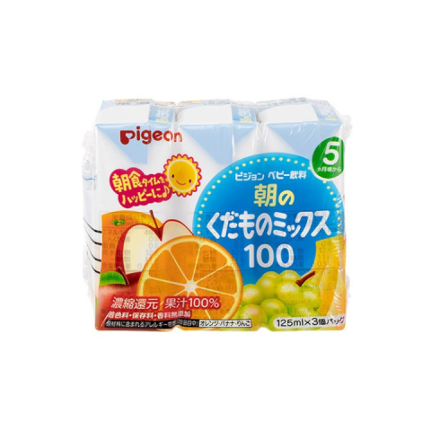 Nước ép Pigeon Nhật Bản Trái Cây Rau Củ Tổng Hợp Cho Bé Lốc 3 hộp x 125ml- Nước Ép Trái Cây