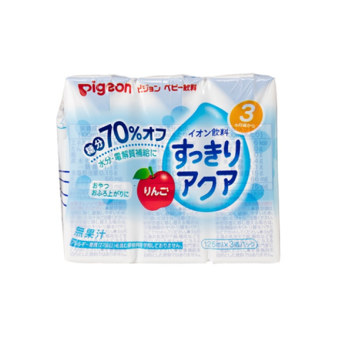 Nước ép Pigeon Nhật Bản Trái cây Rau Củ Tổng Hợp Cho Bé Lốc 3 hộp x 125ml- Táo Điện Giải