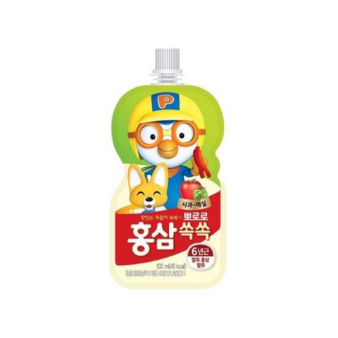 Nước uống Trái Cây PORORO Paldo Hàn Quốc Cho Bé Túi 100ml- Dành Cho Bé Từ 36M- Táo, Mơ Hồng Sâm