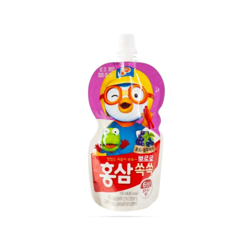Nước uống Trái Cây PORORO Paldo Hàn Quốc Cho Bé Túi 100ml- Dành Cho Bé Từ 36M- Việt Quất Hồng Sâm 