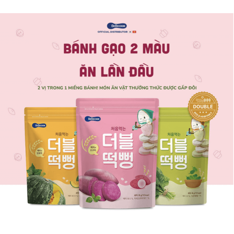 Bánh Gạo Hữu Cơ Hai Màu Dạng DẸT BEBECOOK Hàn Quốc Vị Khoai Lang Tím Cho Bé Ăn Dặm Từ 6M+ gói 30g