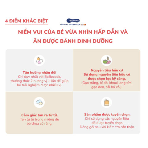 Bánh Gạo Hữu Cơ Hai Màu Dạng DẸT BEBECOOK Hàn Quốc Vị Bí Đỏ Cho Bé Ăn Dặm Từ 6M+ Gói 30g