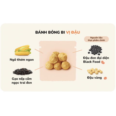 Bánh Bỏng Bi Tròn BEBECOOK Hàn Quốc Vị Đậu Cho Bé Ăn Dặm Từ 12M+ Gói 25g