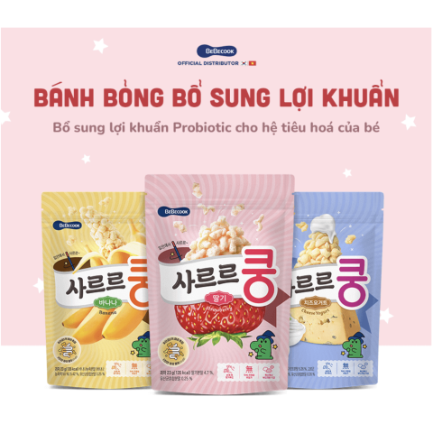 Bánh bỏng Vi Sinh BEBECOOK Hàn Quốc Bổ Sung LỢI KHUẨN Vị Chuối Cho Bé Từ 12M+ Gói 23g