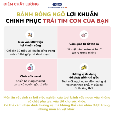 Bánh bỏng Vi Sinh BEBECOOK Hàn Quốc Bổ Sung LỢI KHUẨN Vị Chuối Cho Bé Từ 12M+ Gói 23g