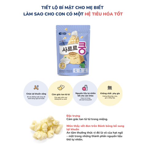 Bánh Bỏng Vi Sinh BEBECOOK Hàn Quốc Bổ Sung LỢI KHUẨN Vị Dâu Cho Bé Từ 12M+ Gói 23g