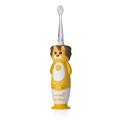 Bàn Chải Điện Sóng Âm WildOnes BRUSH-BABY UK - 2 Chế Độ Làm Sạch Răng - Hình Sư Tử Vàng Cho Bé Từ 36M+ 