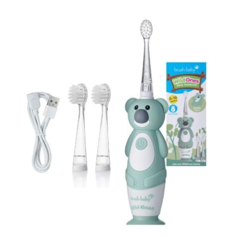 Bàn Chải Điện Sóng Âm WildOnes BRUSH-BABY UK - 2 Chế Độ Làm Sạch Răng - Hình Koala Xanh Lá 36m+