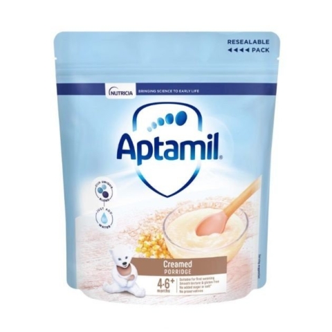Bột Ăn Dặm APTAMIL Anh UK Túi 125g Cho Bé Từ 4M-6M+  Phân loại : 3 vị: Gạo sữa (organic baby rice), Kem Chuối(Creamed Banana), Kem Ngô (Creamed Porridge)