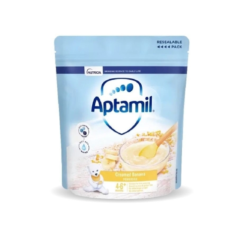 Bột Ăn Dặm APTAMIL Anh UK Túi 125g Cho Bé Từ 4M-6M+  Phân loại : 3 vị: Gạo sữa (organic baby rice), Kem Chuối(Creamed Banana), Kem Ngô (Creamed Porridge)